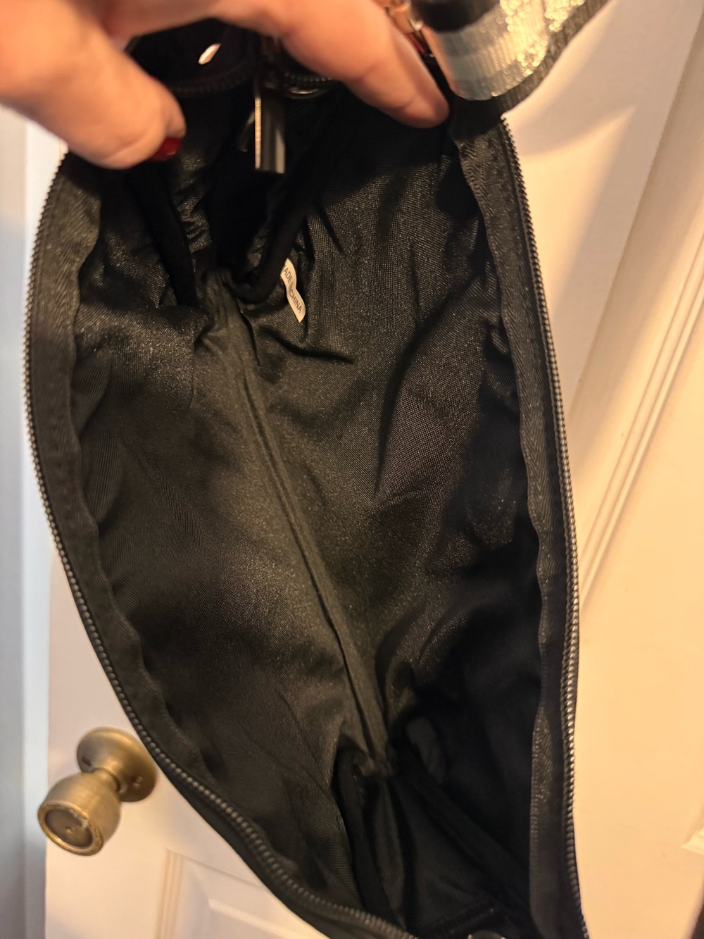 ah-dorned New York Gray Silver Camo Neoprene Tote with Pouch and Crossbody Strap - Picture 15 of 15